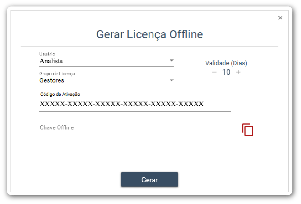 Gerar licença offline